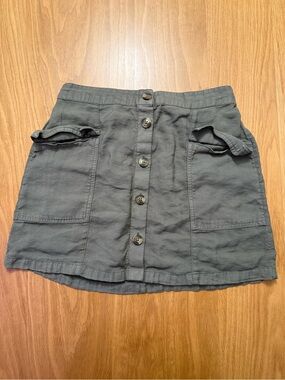 American Eagle Outfitters Button-Front Mini Skirt in Olive Green